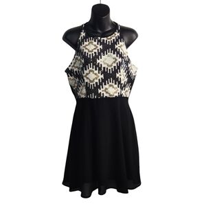 Miami Women's Black Sequined Sleeveless Knee Length Dress Size M